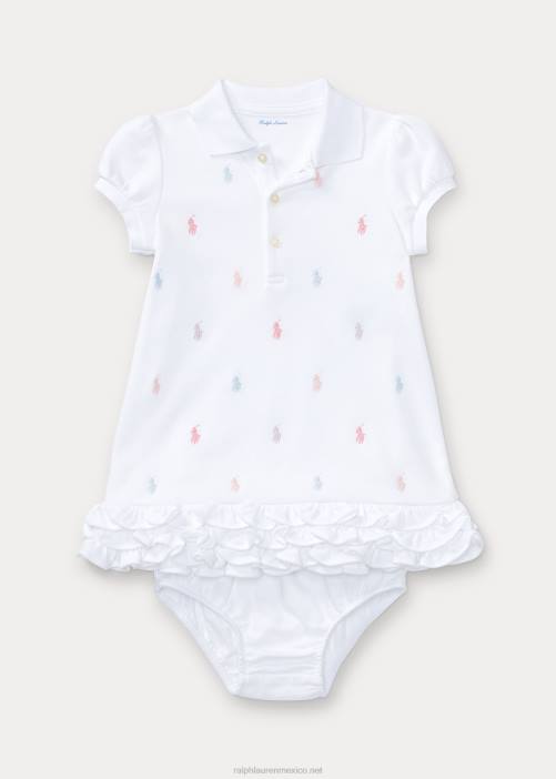 polo con volantes y bombacho 02RH7835 bebé Ralph Lauren blanco