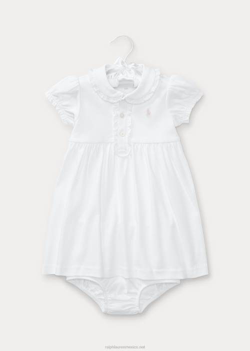 polo con volantes y bombacho 02RH7864 bebé Ralph Lauren blanco