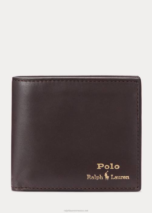 billetera de cuero 02RH2394 hombres Ralph Lauren marrón