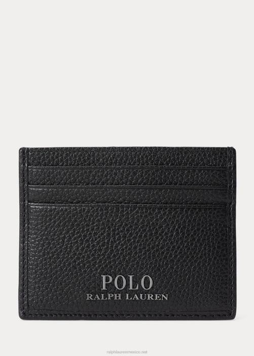 tarjetero de piel granulada 02RH2574 hombres Ralph Lauren negro