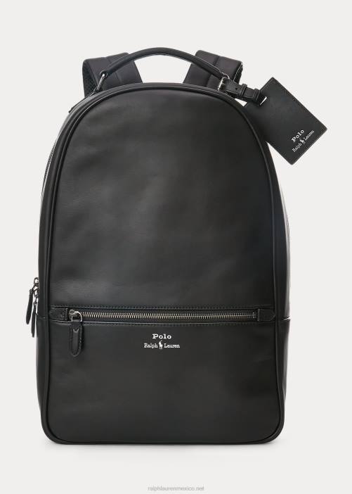 mochila de cuero 02RH2237 hombres Ralph Lauren negro