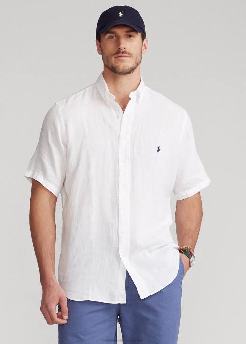 camisa de lino ligera 02RH1903 hombres Ralph Lauren blanco