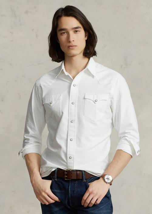 camisa vaquera oxford 02RH457 hombres Ralph Lauren blanco