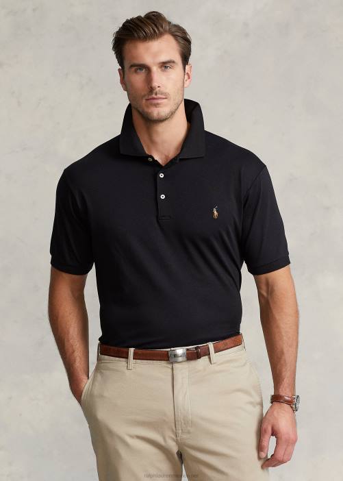 polo de algodón suave 02RH1534 hombres Ralph Lauren negro