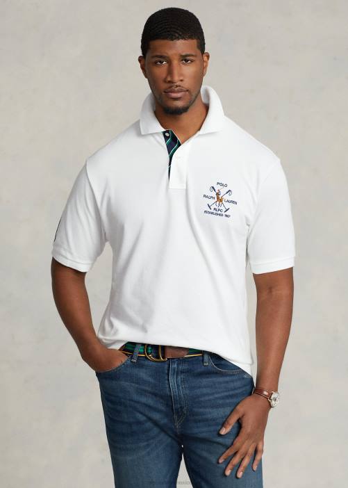 polo de malla con escudo 02RH1602 hombres Ralph Lauren blanco