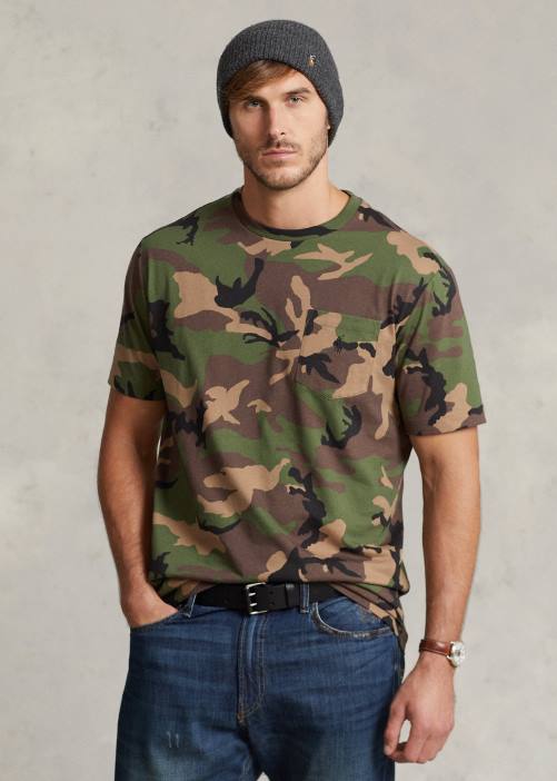 camiseta con bolsillo 02RH1408 hombres Ralph Lauren camuflaje excedente