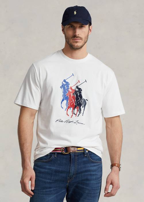 camiseta de pony grande 02RH1478 hombres Ralph Lauren blanco