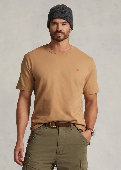 camiseta de punto grueso 02RH1452 hombres Ralph Lauren camello clasico