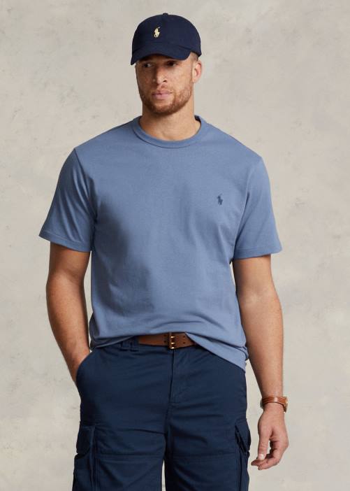 camiseta de punto grueso 02RH1454 hombres Ralph Lauren capri azul