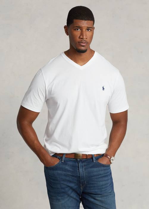 playera con cuello en V 02RH1843 hombres Ralph Lauren blanco