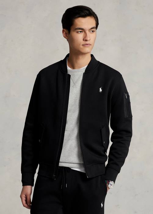 chamarra bomber de punto doble 02RH566 hombres Ralph Lauren negro