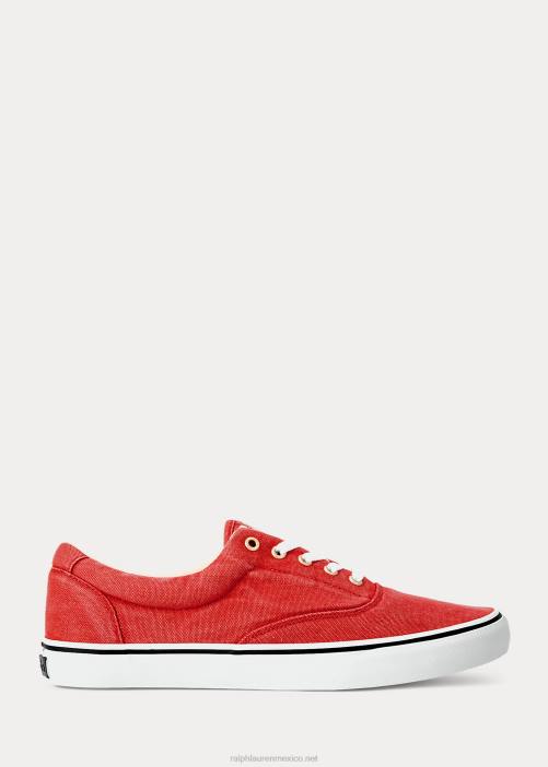 zapatillas de lona keaton 02RH2030 hombres Ralph Lauren amanecer rojo