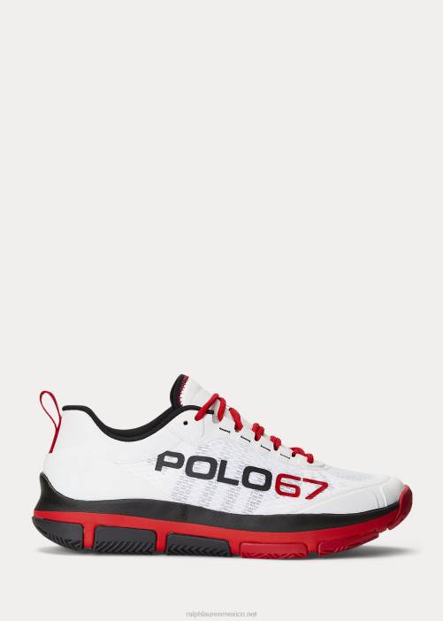 zapatillas tech racer 02RH1967 hombres Ralph Lauren blanco/negro/rojo