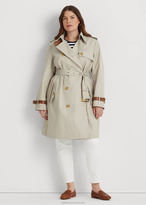 gabardina con cinturón 02RH4708 mujer Ralph Lauren crema tonificante