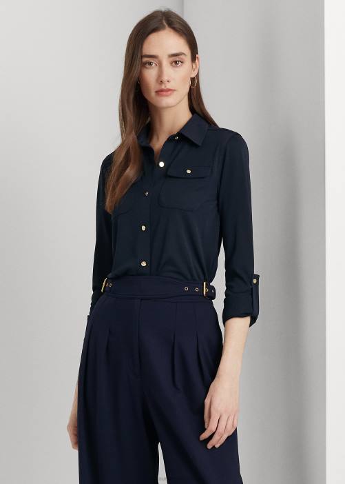 camisa con mangas enrollables 02RH9153 mujer Ralph Lauren Armada