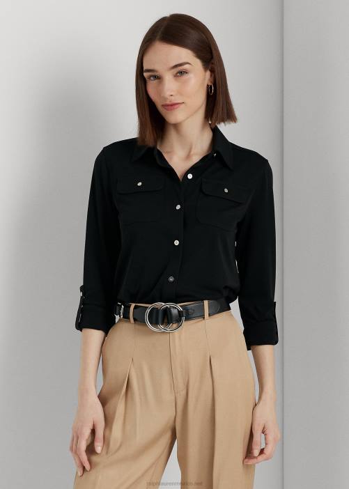 camisa con mangas enrollables 02RH9154 mujer Ralph Lauren negro