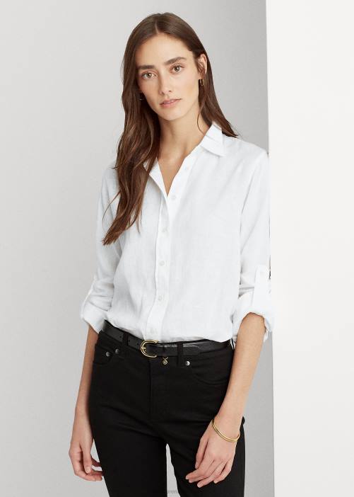 camisa de lino 02RH4173 mujer Ralph Lauren blanco