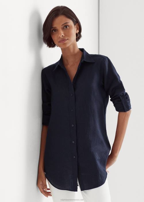 camisa de lino 02RH4174 mujer Ralph Lauren Armada