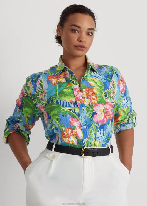 camisa de lino floral 02RH4532 mujer Ralph Lauren