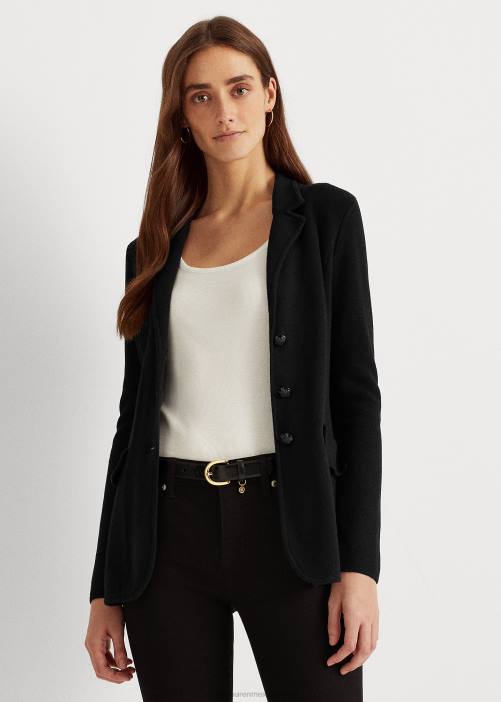 blazer de algodón peinado 02RH4491 mujer Ralph Lauren negro