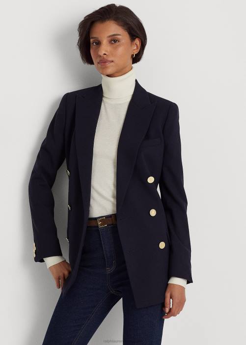 blazer de crepé de lana 02RH4178 mujer Ralph Lauren Armada