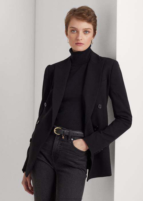 blazer de crepé de lana 02RH4191 mujer Ralph Lauren negro