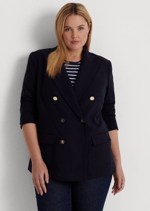 blazer de crepé de lana 02RH4718 mujer Ralph Lauren Armada