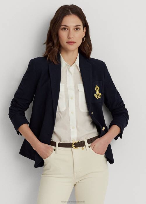 blazer de jacquard de lingotes 02RH3777 mujer Ralph Lauren Armada