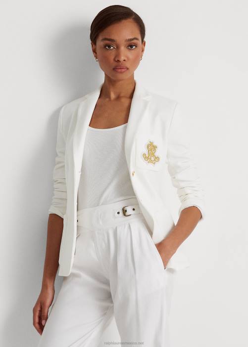 blazer de jacquard de lingotes 02RH3778 mujer Ralph Lauren blanco