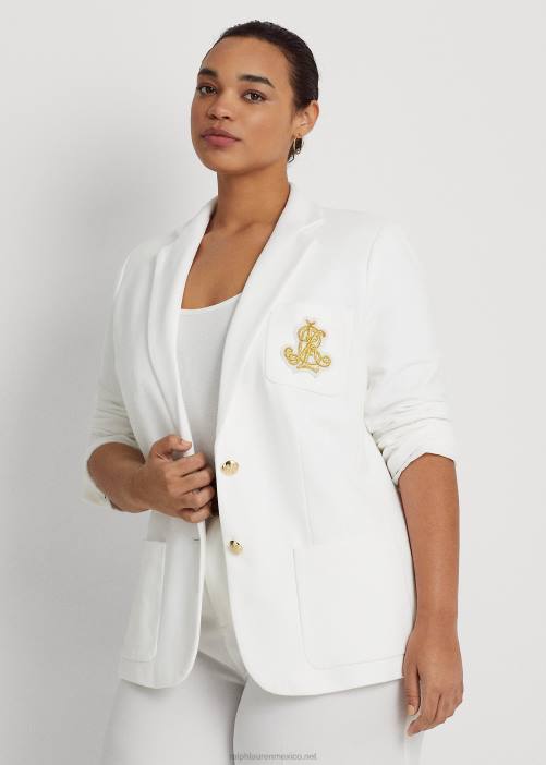 blazer de jacquard de lingotes 02RH4515 mujer Ralph Lauren blanco