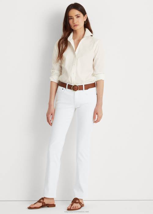 jeans rectos de tiro medio 02RH4488 mujer Ralph Lauren blanco