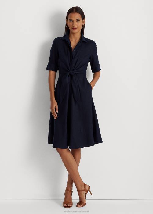 vestido camisero de lino 02RH4075 mujer Ralph Lauren Armada