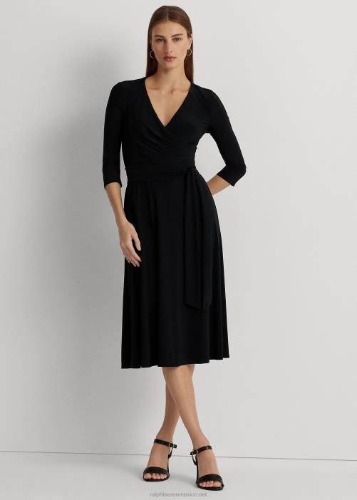 vestido de punto con sobrepelliz 02RH9150 mujer Ralph Lauren negro