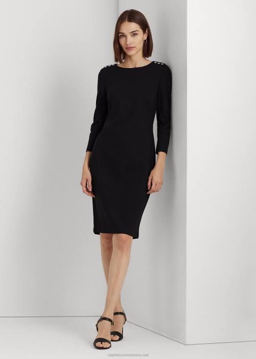 vestido ponte manga tres cuartos 02RH4179 mujer Ralph Lauren negro