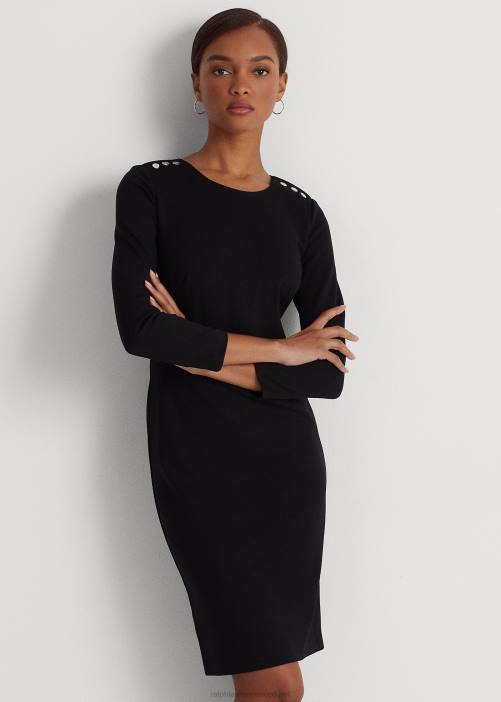 vestido ponte manga tres cuartos 02RH4481 mujer Ralph Lauren negro