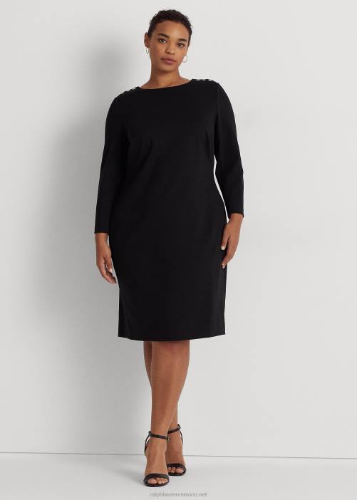 vestido ponte manga tres cuartos 02RH4721 mujer Ralph Lauren negro