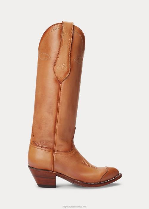 bota vaquera de cuero kiera 02RH9637 mujer Ralph Lauren broncearse