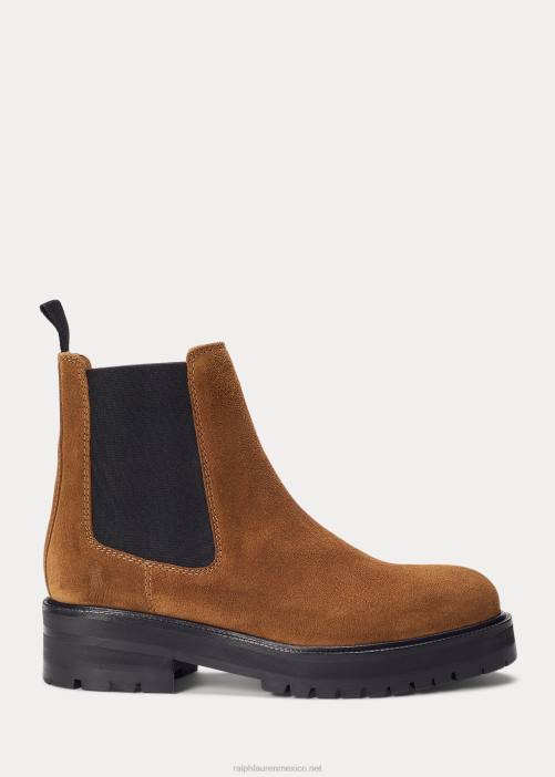 botas chelsea de gamuza 02RH9628 mujer Ralph Lauren canela