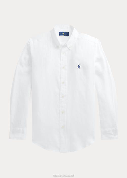 camisa de lino 02RH5640 niños Ralph Lauren blanco