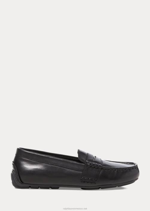 mocasines de cuero 02RH6386 niños Ralph Lauren negro